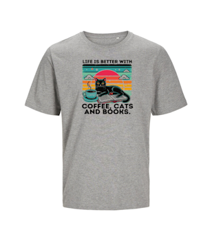 T-shirt  Unisex - Life is better with coffe cats and books