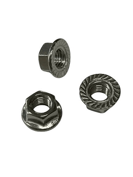 Flänsmutter med räfflor A4 DIN 6923