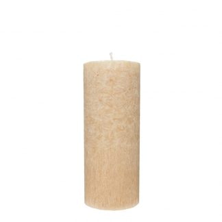 blockljus handgjutet svenskt 100% stearin cappuccino spetsmönster 6x15