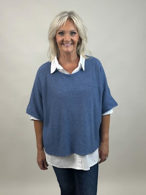 Ponchotröja jeansblå