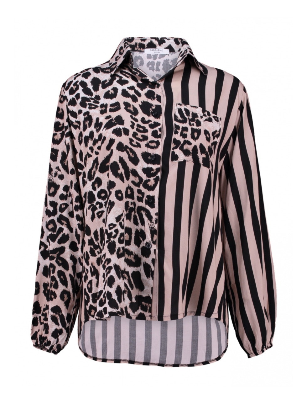 blus viscose leo randig fick genomknäppt