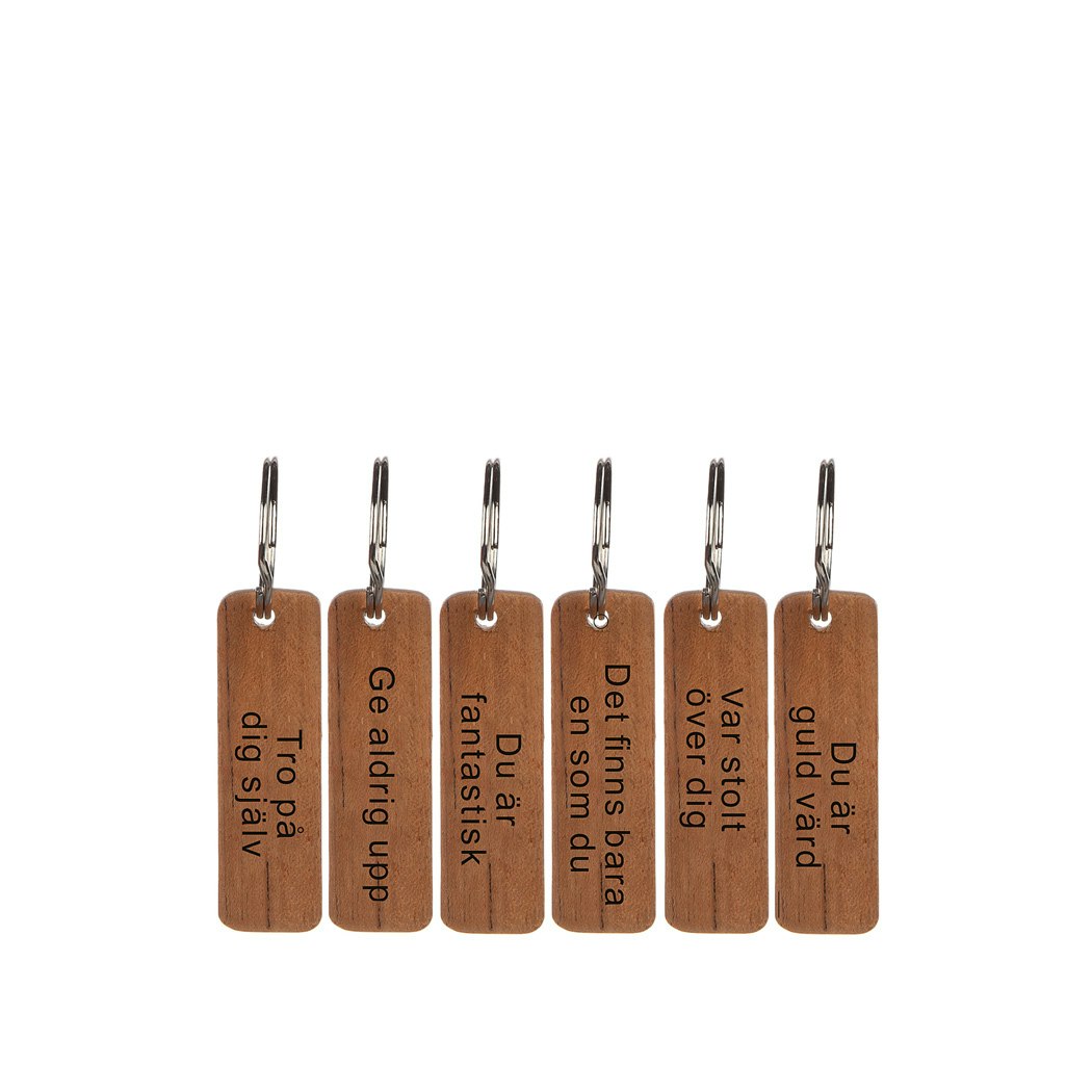 nyckelring teak peppande texter