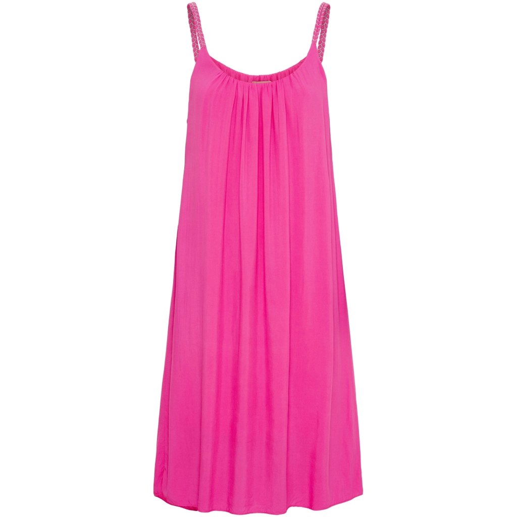 sommarklänning smala axelband cerise viscose silvertrådar
