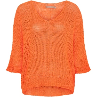 glesstickad tröja v-ringad 3/4 pingvinärm onesize orange
