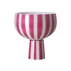 Skål på fot rosa/vit