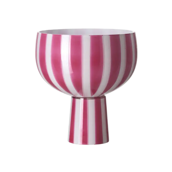 Skål på fot rosa/vit