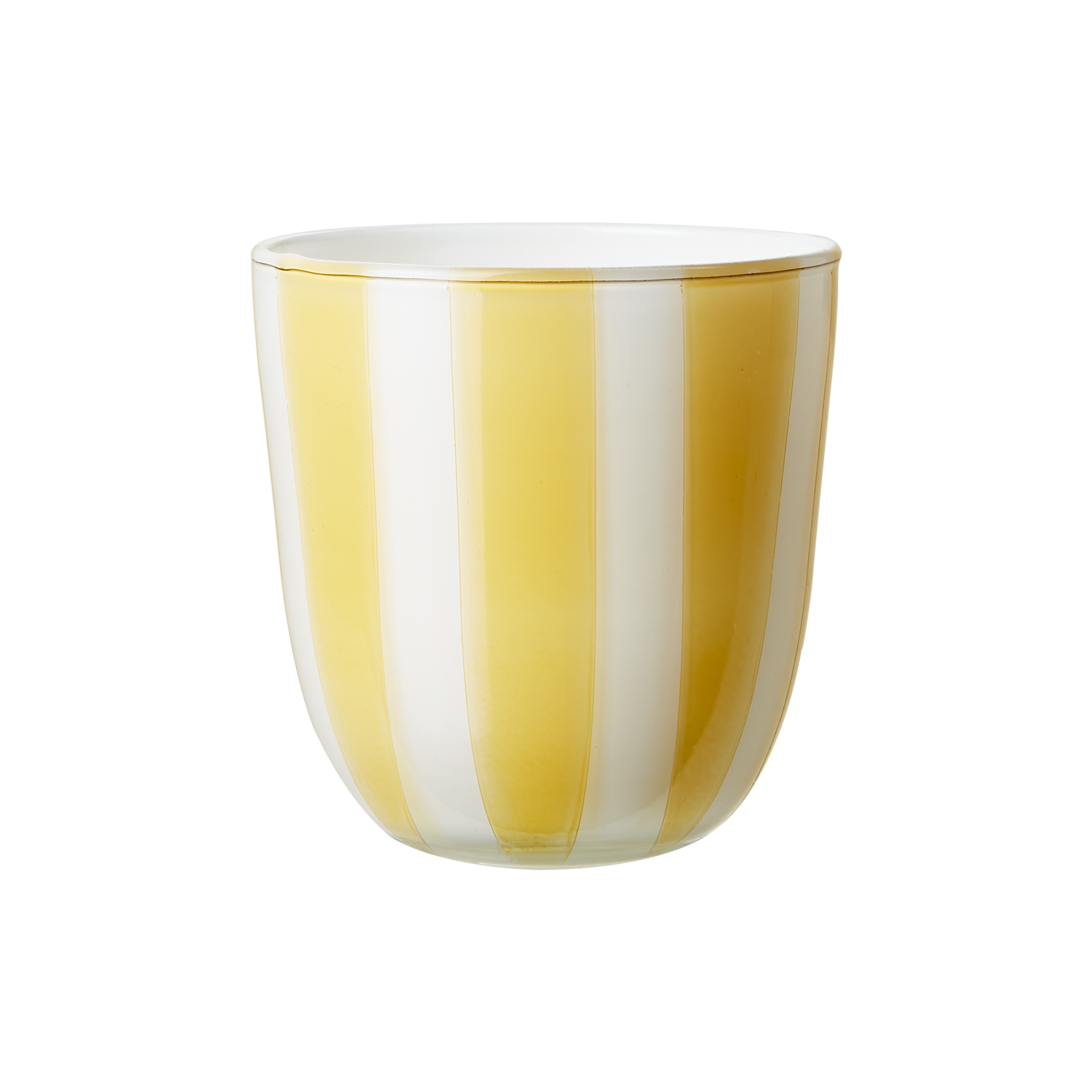 randig trendig ljuskopp glas gul vit affari