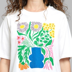 T-shirt Vadstena Cottage Flowers White