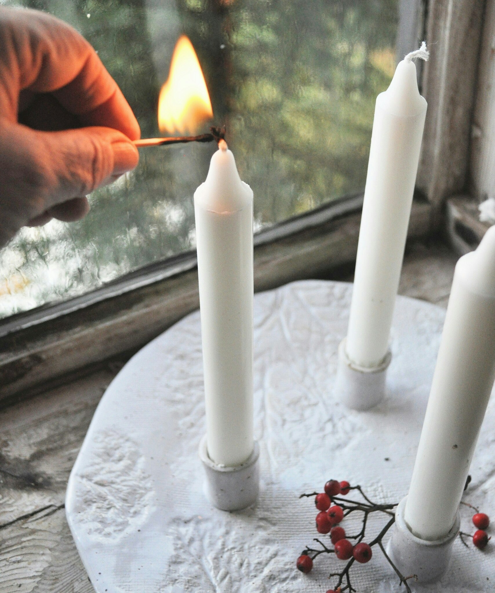 GRÖNKÅL trearmad ljusstake