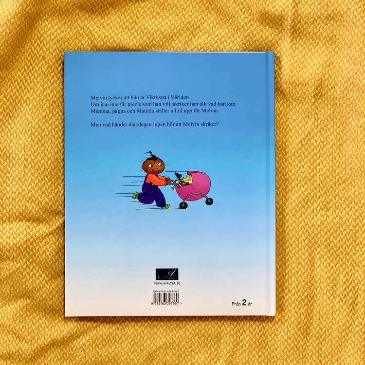 Bilderboken Melvin viktigast i världen, en inkluderande barnbok där mörkhyade barn är representerade. Rolig barnbok för barn från 3 år.