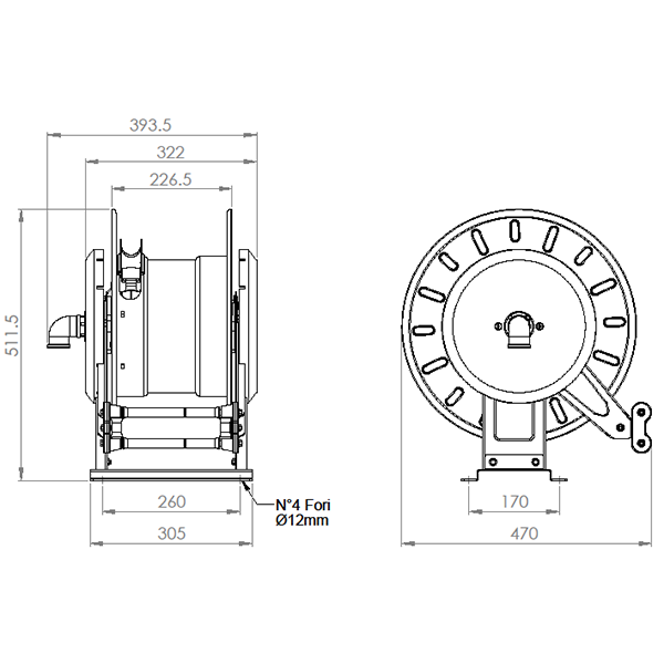 Slangupprullare diesel 10bar 25x35mm 15m