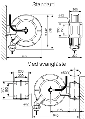 Slangupprullare diesel 10bar 25x35mm 10m