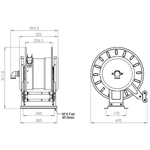 Slangupprullare diesel 8 m. 10bar