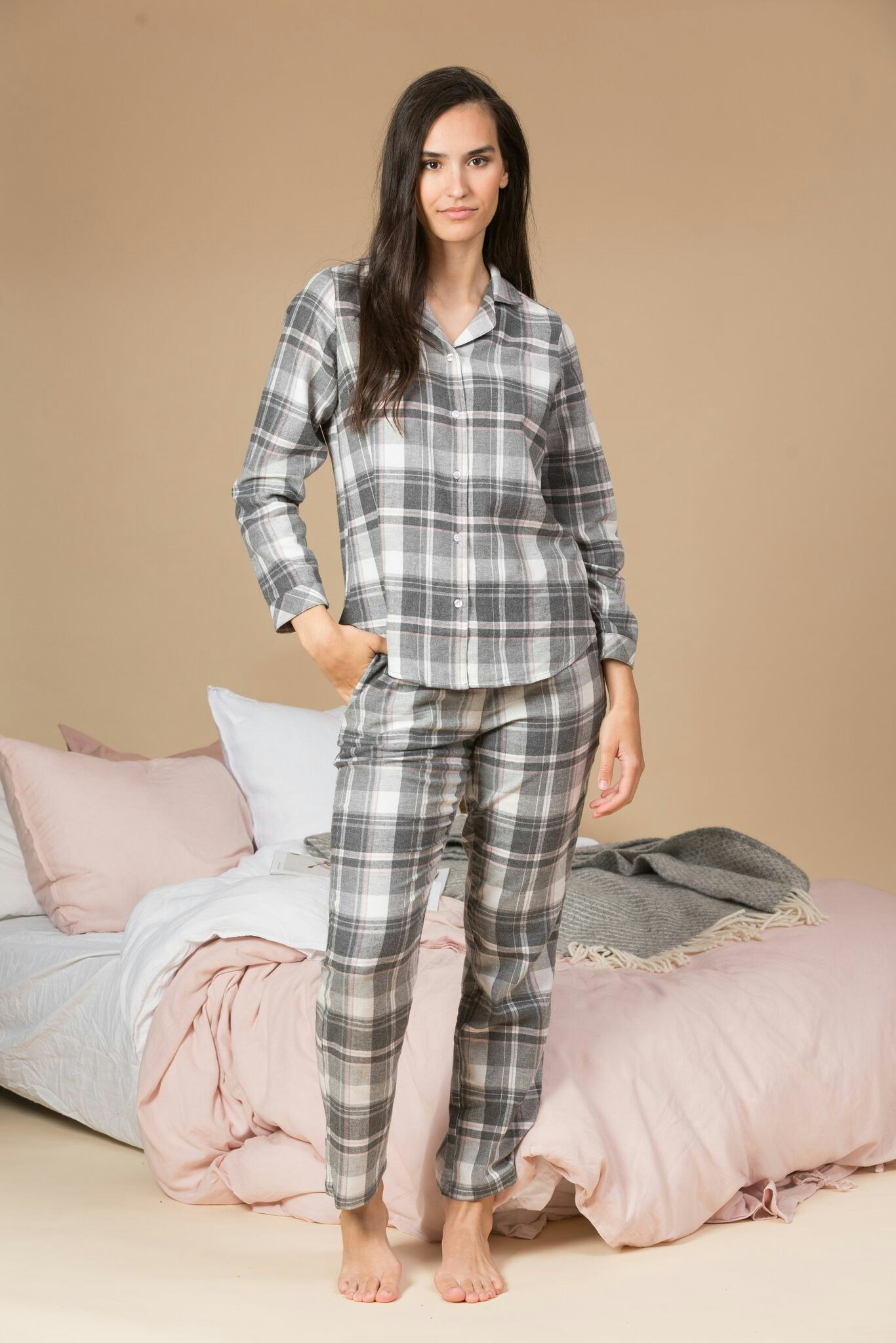 Trofé pyjamas flanell 61246 grå