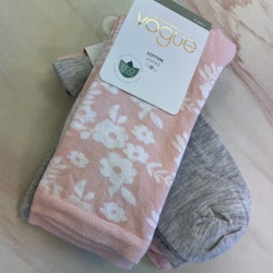 Vogue bomull ankelsocka 2-pack 96387 / 6226 dusty pink/grå