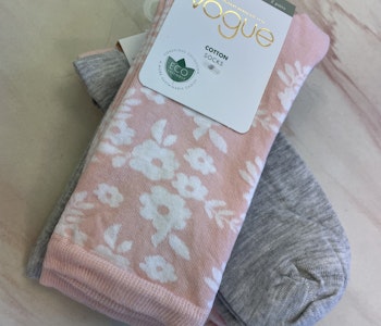 Vogue bomull ankelsocka 2-pack 96387 / 6226 dusty pink/grå