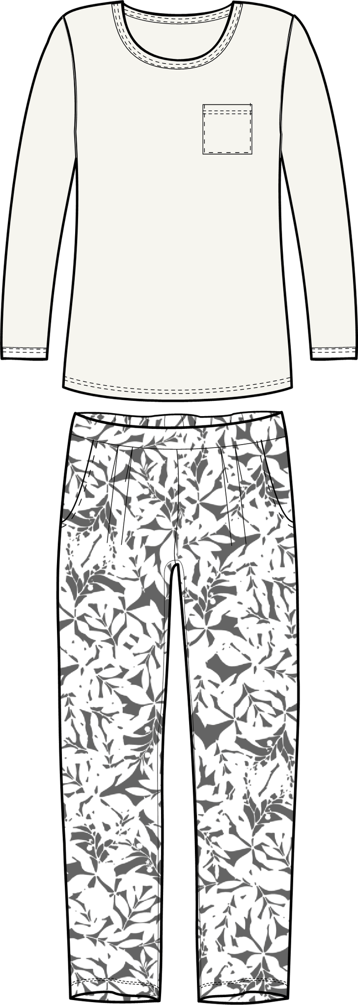 Damella Långärmad Pyjamas 79774  / antracit