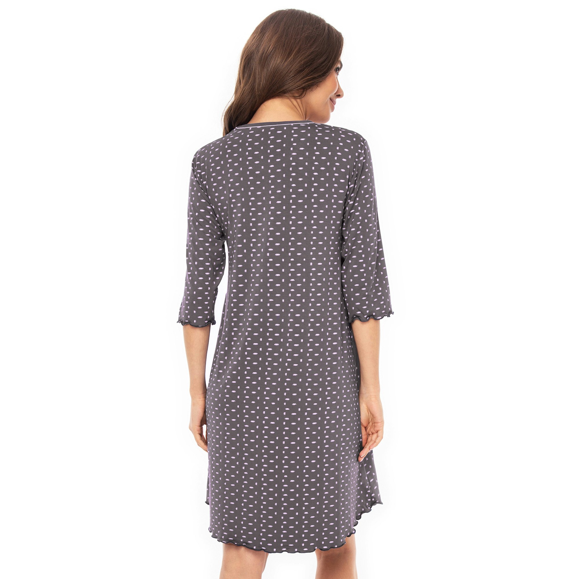 Lady Avenue 3/4 Nightdress 81-1071 Graphite/ Rose 323