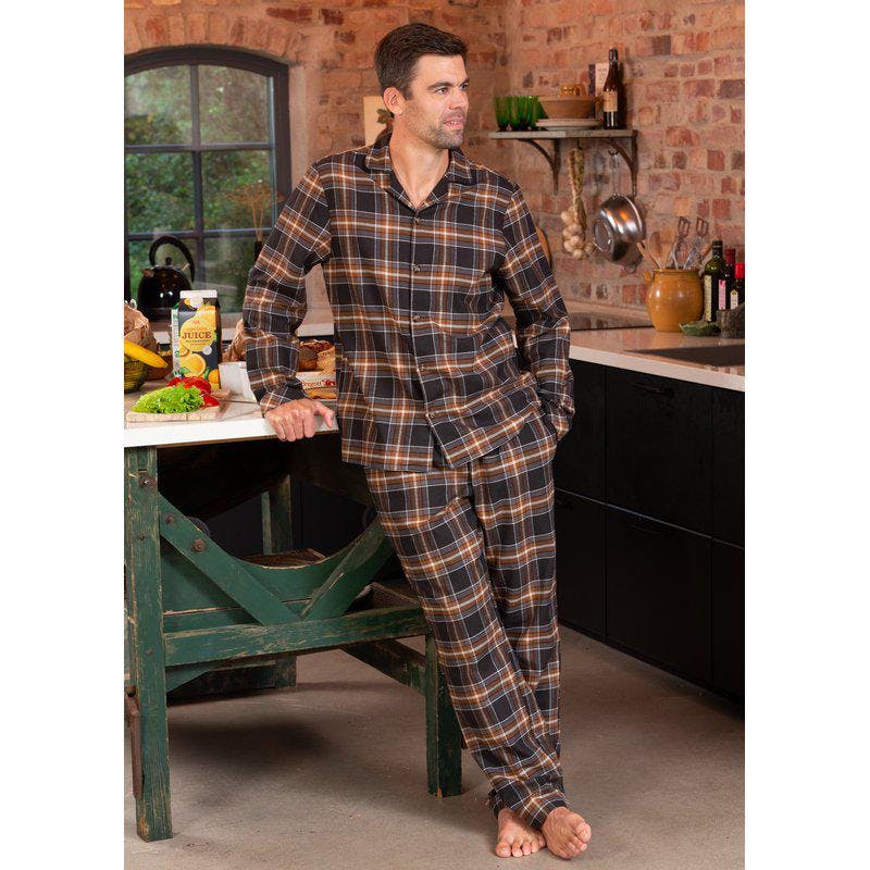 Trofé herr pyjamas flanell 62280 brun 2900 - Näckrosen Underkläder