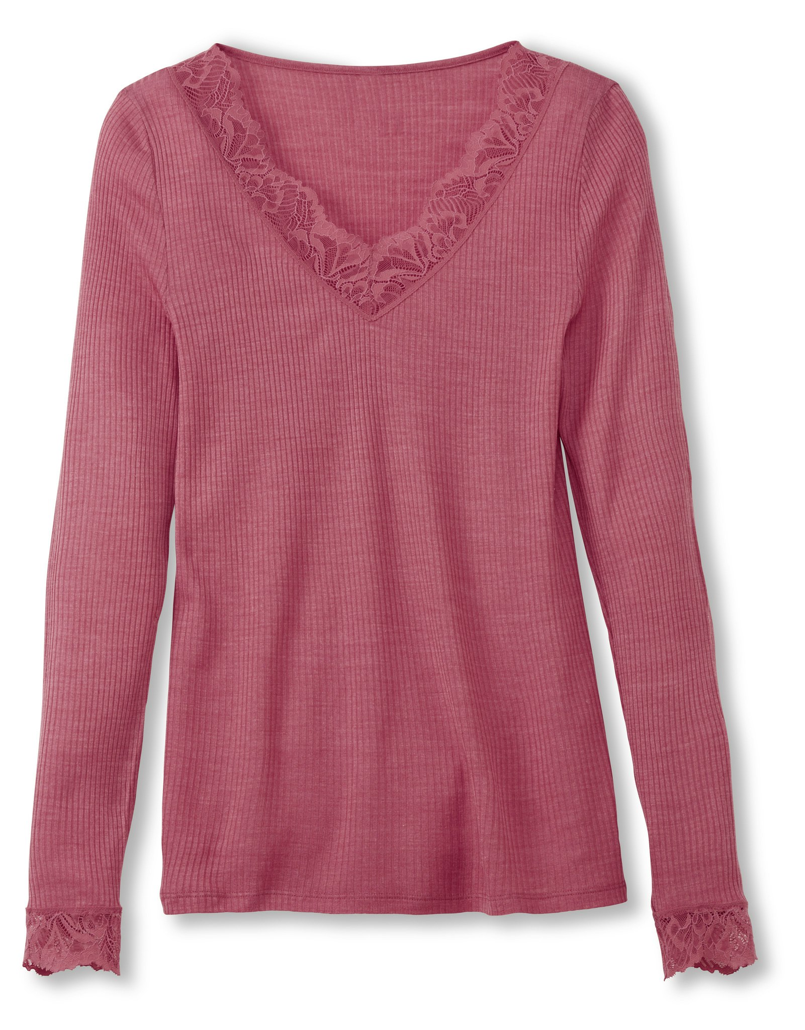 Calida topp Silky wool joy long sleeve 15994 154 pomegranate red