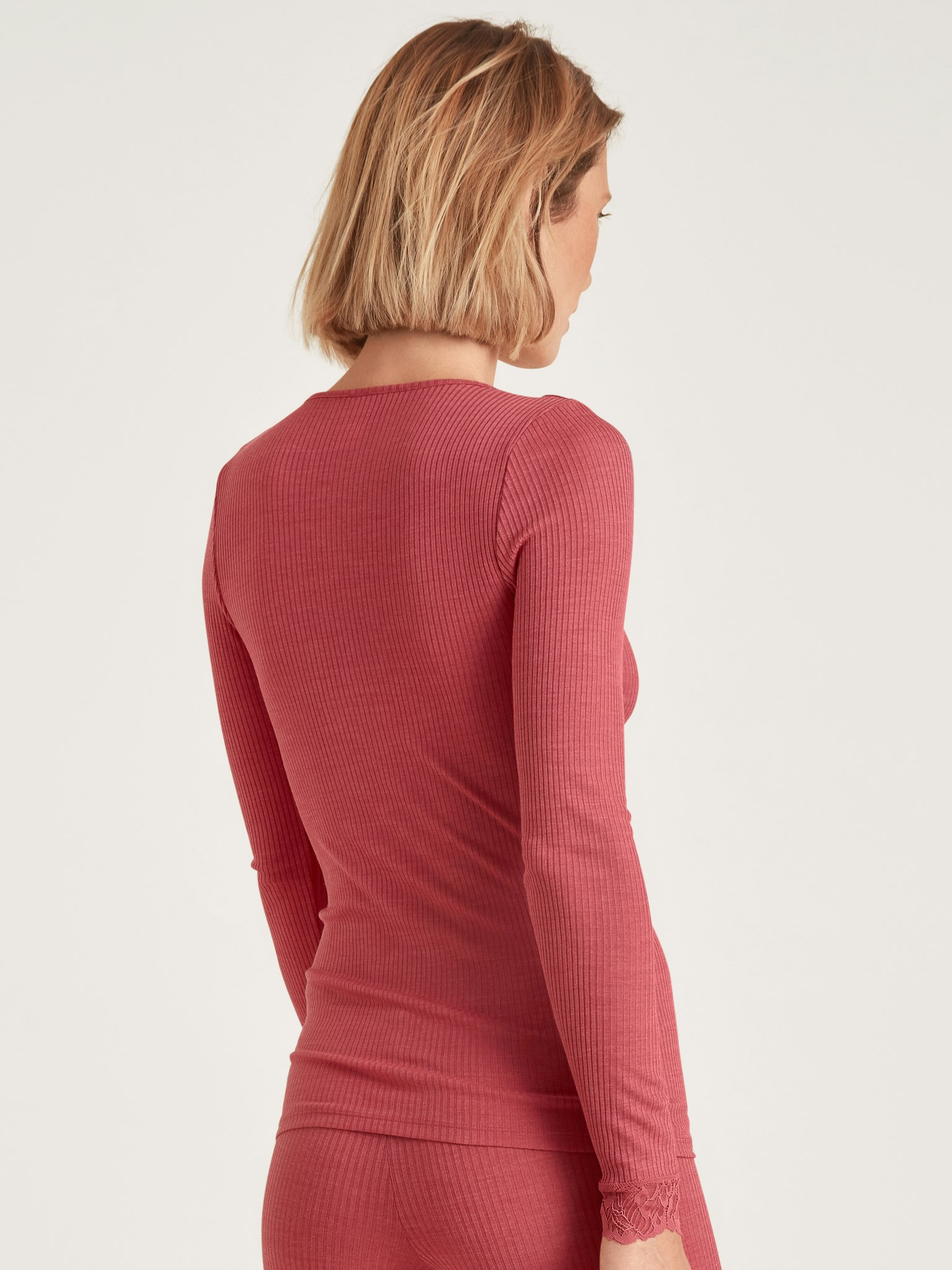 Calida topp Silky wool joy long sleeve 15994 154 pomegranate red