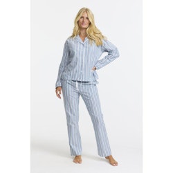 Damella pyjamas i vävd bomull 70010 blå/vit