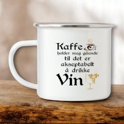 Kaffe holder meg gående, emalje