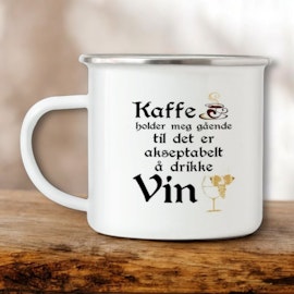 Kaffe holder meg gående, emalje
