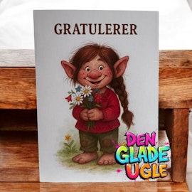 Trollkort – Gratulerer med blomster og varme smil