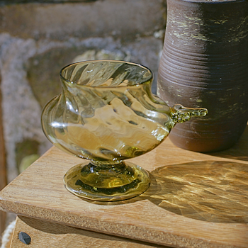 Medieval glass lantern forest green