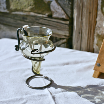Medeival Oil lamp glas on foot