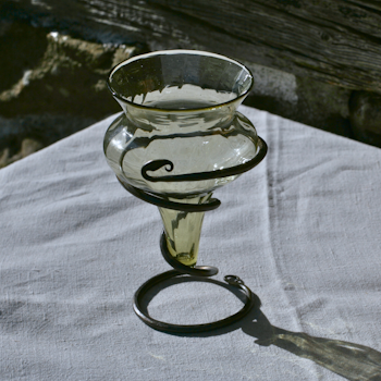 Medeival Oil lamp glas on foot