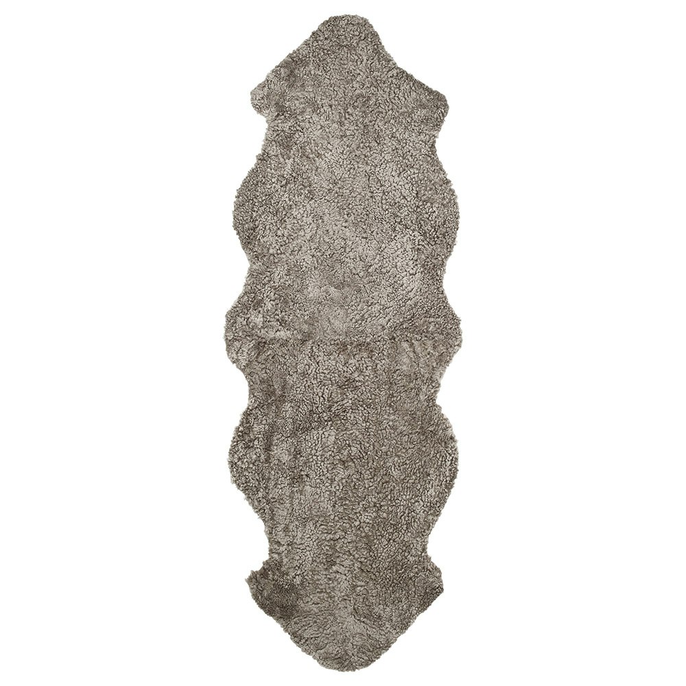 Skinnwille Curly Dubbel fårskinnsfäll 60x180cm Sahara/Ljusbrun