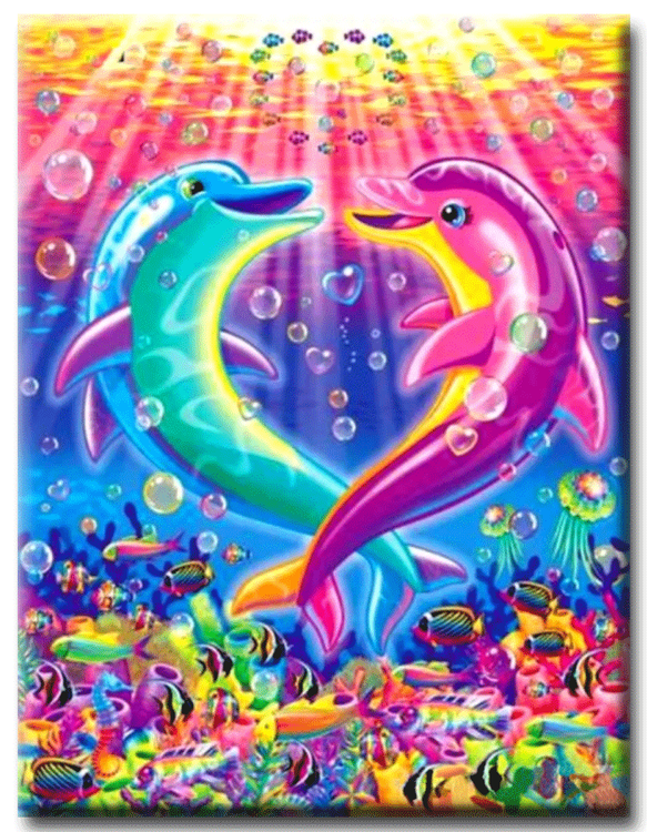 Diamanttavla (R) Happy Colorful Dolphin 40x50