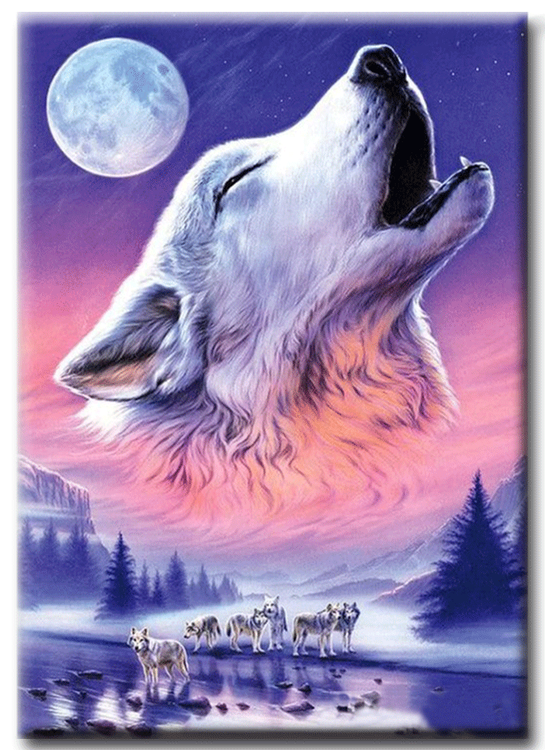 Diamanttavla Moon Wolves 40x50