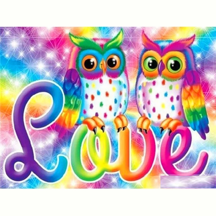 Diamanttavla Owl Love 40x50
