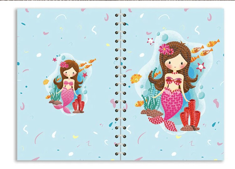Diamond Painting Skrivbok Linjerad Cute Mermaid And Pony 60 sidor
