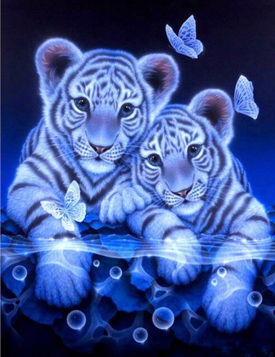 Diamanttavla Tigerbabys 40x50