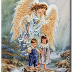 Diamanttavla Angel And Children 40x50