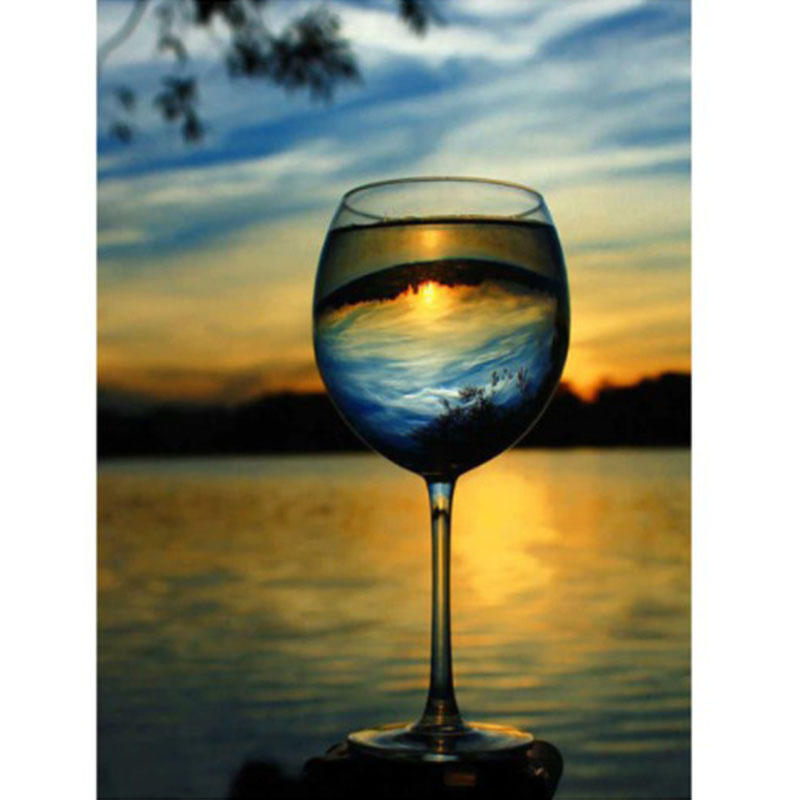 Diamanttavla Sunset Wineglass 40x50