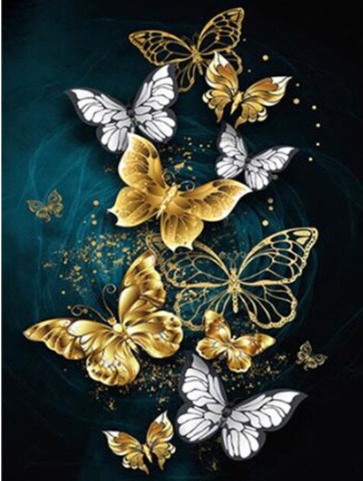 Diamanttavla (R) Gyllene Fjärilar 40x50