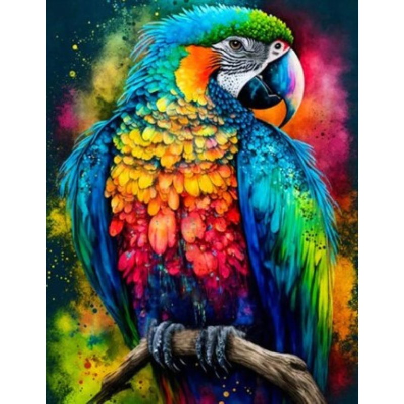 Diamanttavla (Runda) Color Parrot 40x50