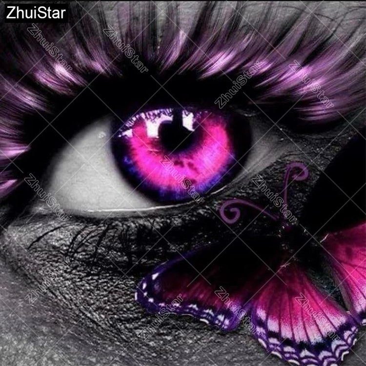 Diamanttavla Pink Butterfly Eye 40x40
