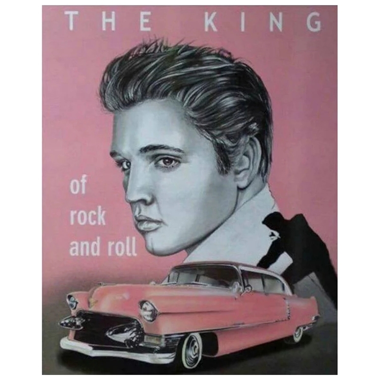 Diamanttavla Elvis Pink Car 40x50