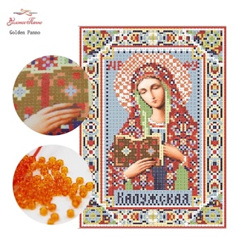 Pärlbroderi Holy Mary Russia 17x23 cm