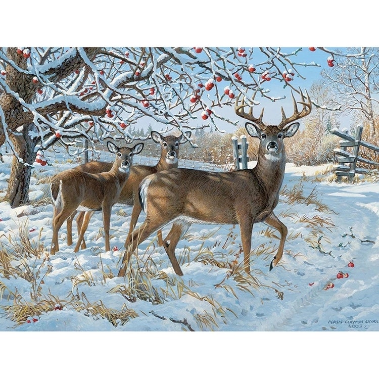 Diamanttavla Winter Deers 50x70