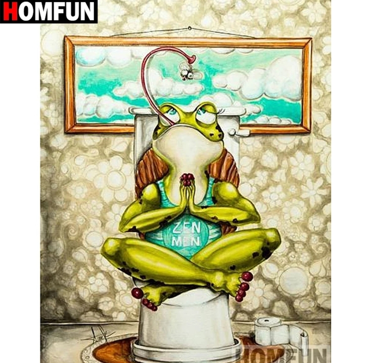 Diamanttavla Toilet Frog Yoga 30x40