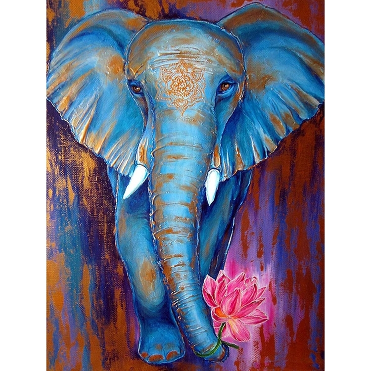 Diamanttavla Elephant Lotus 40x50