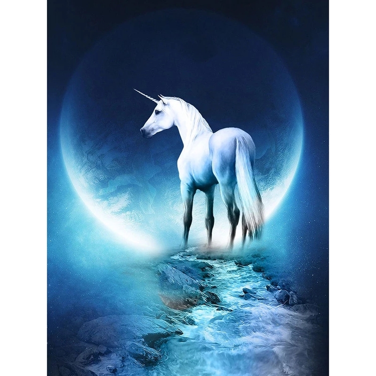 Diamanttavla Unicorn Moon 40x50