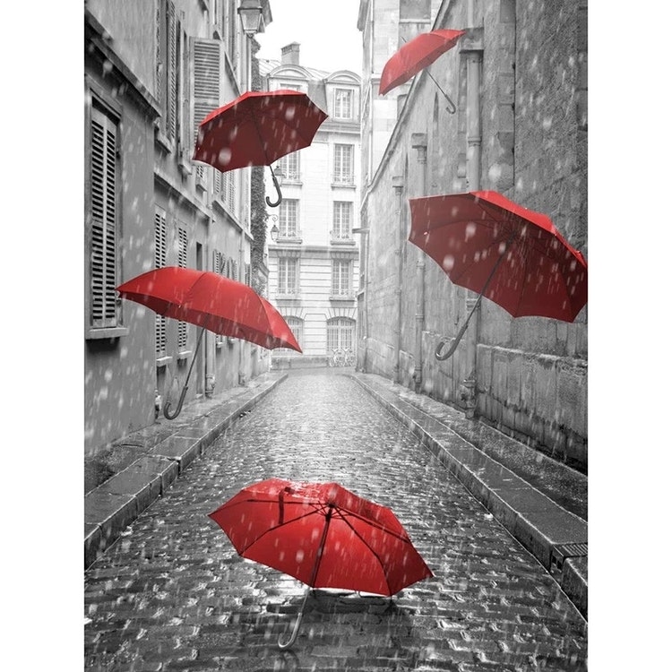Diamanttavla  Umbrella In The Rain 40x50